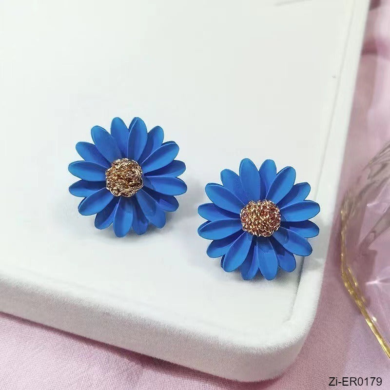 Korean Style Cute Metal Flower Stud Earrings - Zi Collection Hub