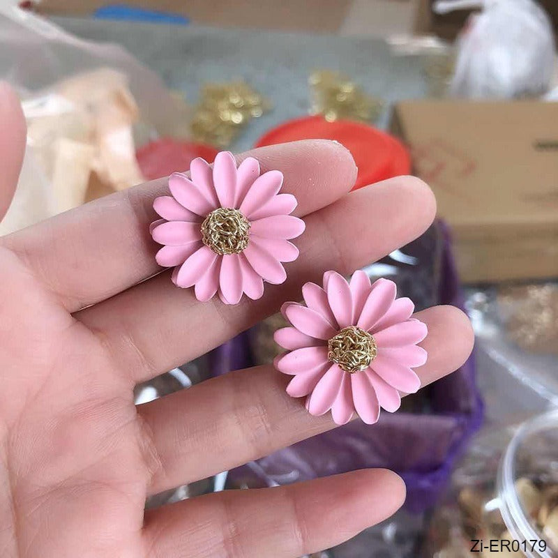 Korean Style Cute Metal Flower Stud Earrings - Zi Collection Hub