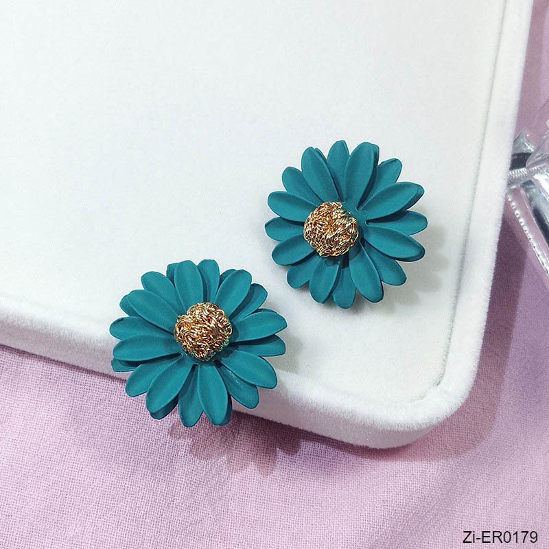 Korean Style Cute Metal Flower Stud Earrings - Zi Collection Hub