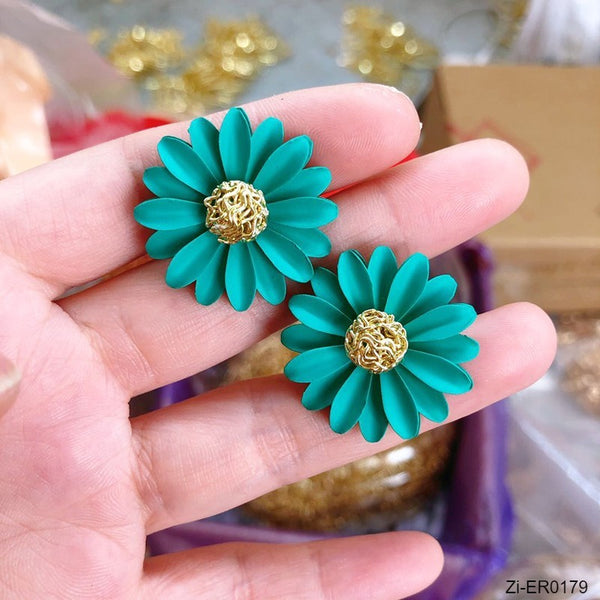 Korean Style Cute Metal Flower Stud Earrings - Zi Collection Hub