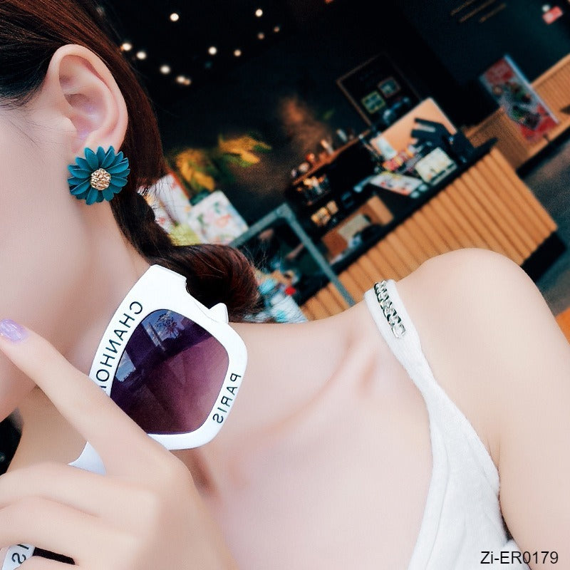 Korean Style Cute Metal Flower Stud Earrings - Zi Collection Hub