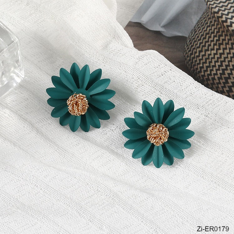 Korean Style Cute Metal Flower Stud Earrings - Zi Collection Hub