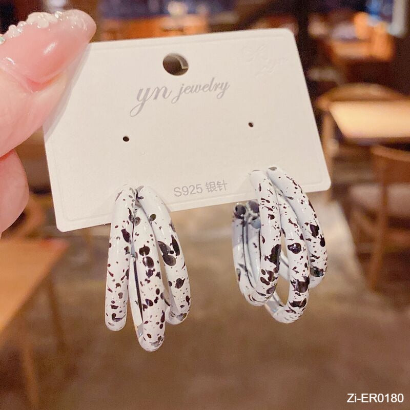 Splashed ink Dots ins Geometric Earrings C-Shaped - Zi Collection Hub