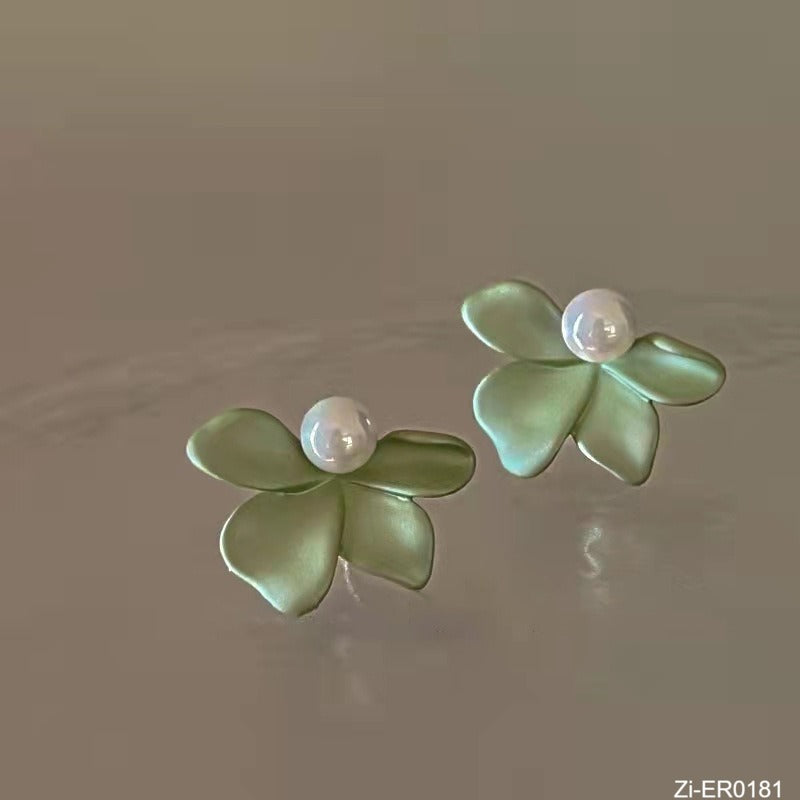 Cute Sweet Romantic Pearl Petal Stud Earrings - Zi Collection Hub