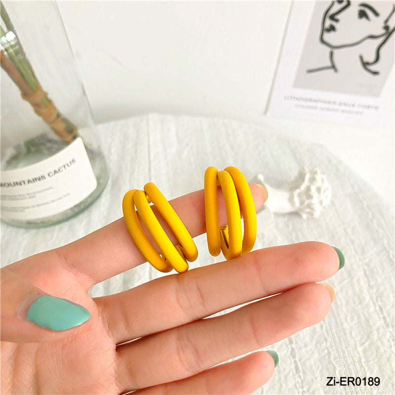 Multi Color Metal C-shape Hollow Unusual Earrings - Zi Collection Hub