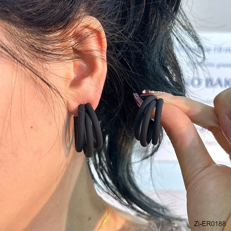 Multi Color Metal C-shape Hollow Unusual Earrings - Zi Collection Hub