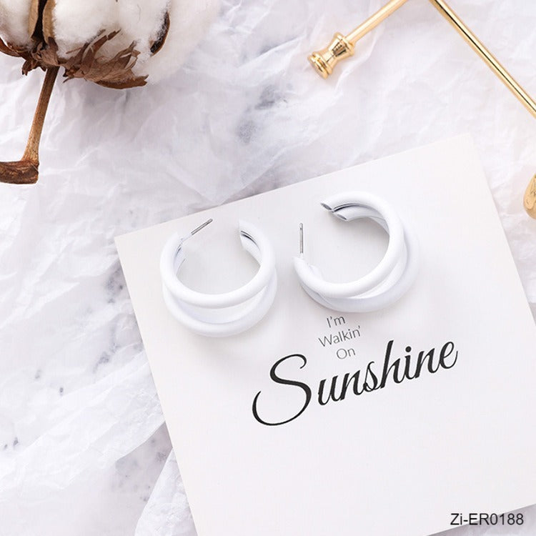 Multi Color Metal C-shape Hollow Unusual Earrings - Zi Collection Hub