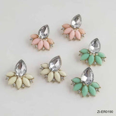 Crystal Gem Cubic Zircon Stud Earrings