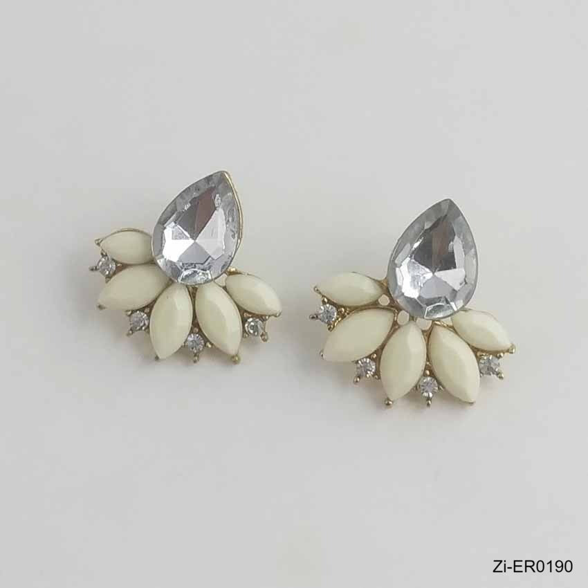 Crystal Gem Cubic Zircon Stud Earrings - Zi Collection Hub