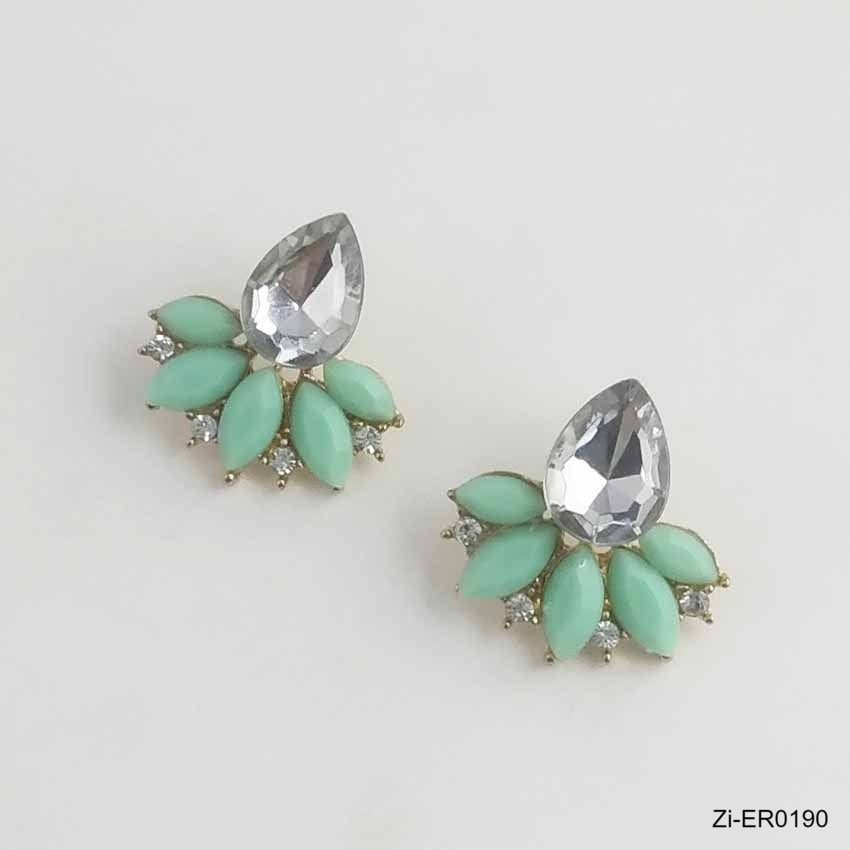 Crystal Gem Cubic Zircon Stud Earrings - Zi Collection Hub