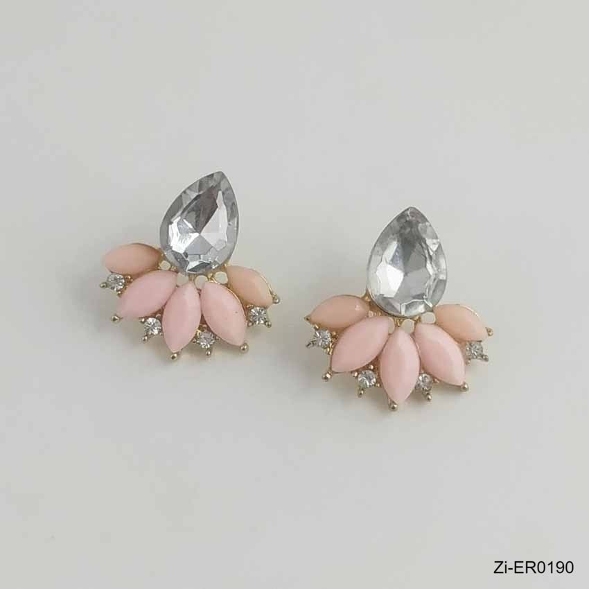 Crystal Gem Cubic Zircon Stud Earrings - Zi Collection Hub