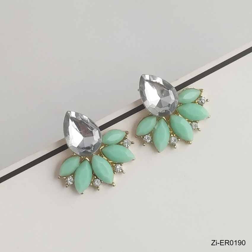 Crystal Gem Cubic Zircon Stud Earrings - Zi Collection Hub