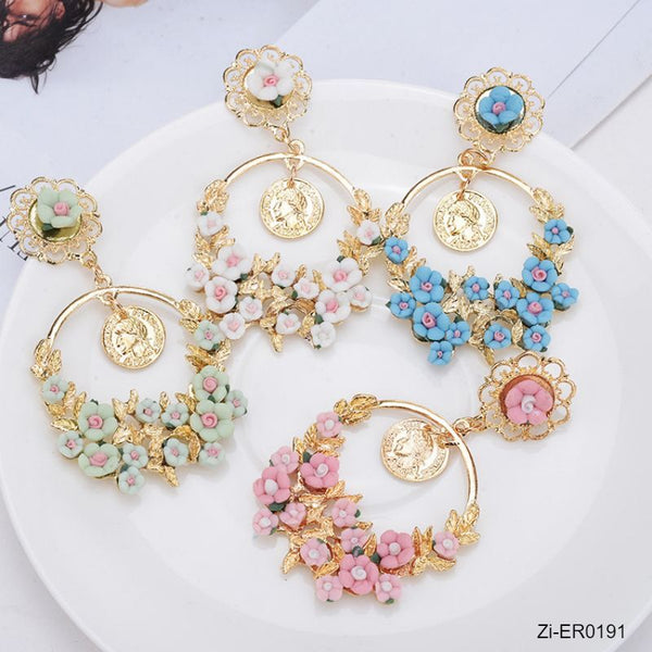 Big Round Luxury Floral Earrings Boho Big Earrings - Zi Collection Hub