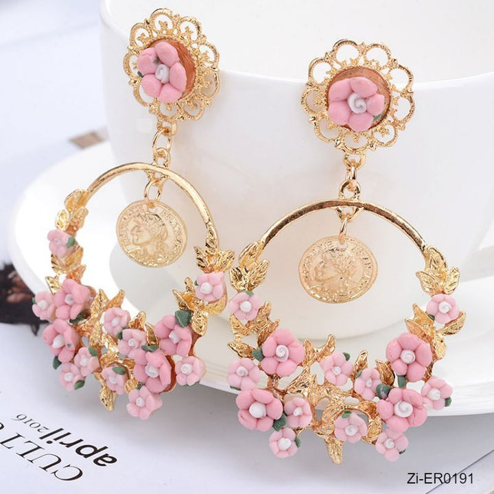 Big Round Luxury Floral Earrings Boho Big Earrings - Zi Collection Hub