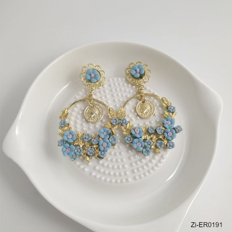 Big Round Luxury Floral Earrings Boho Big Earrings - Zi Collection Hub