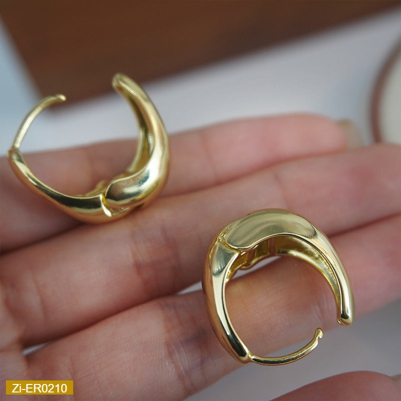 14K Metal Arc-Shaped Geometric Earrings