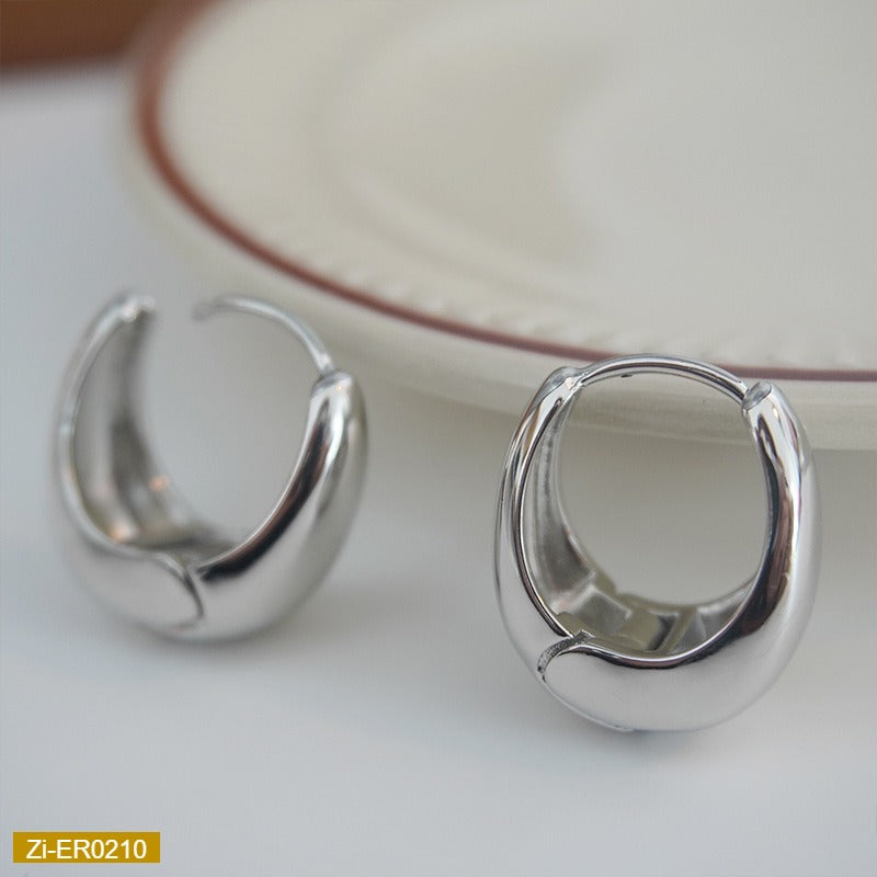 14K Metal Arc-Shaped Geometric Earrings
