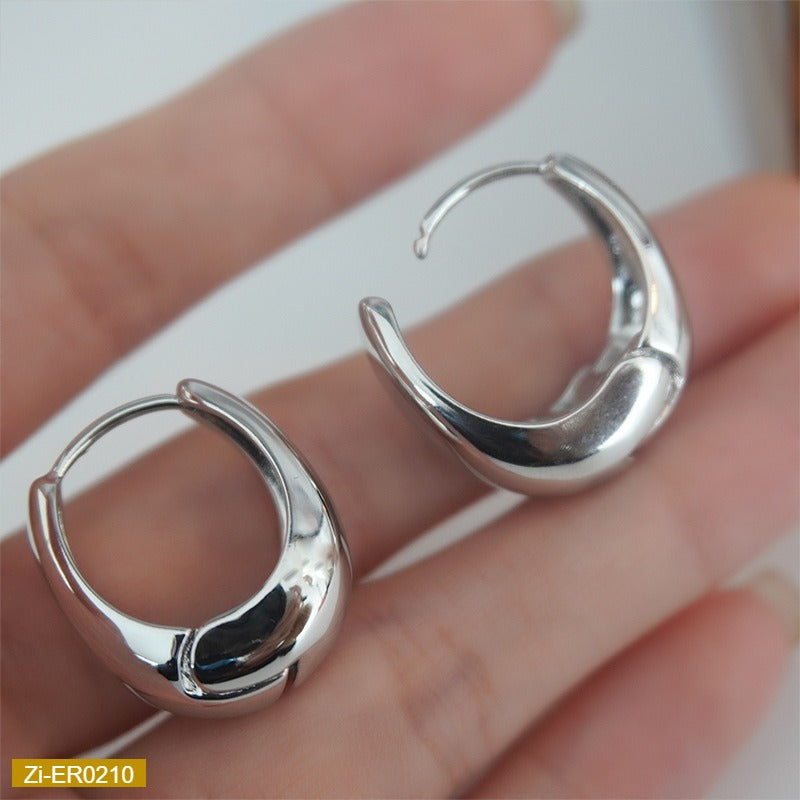 14K Metal Arc-Shaped Geometric Earrings