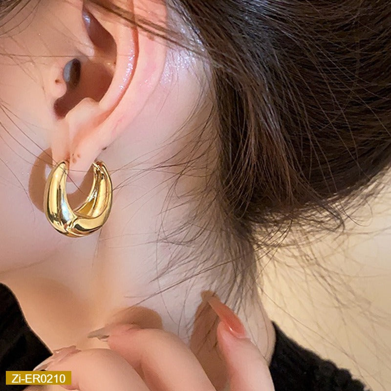 14K Metal Arc-Shaped Geometric Earrings