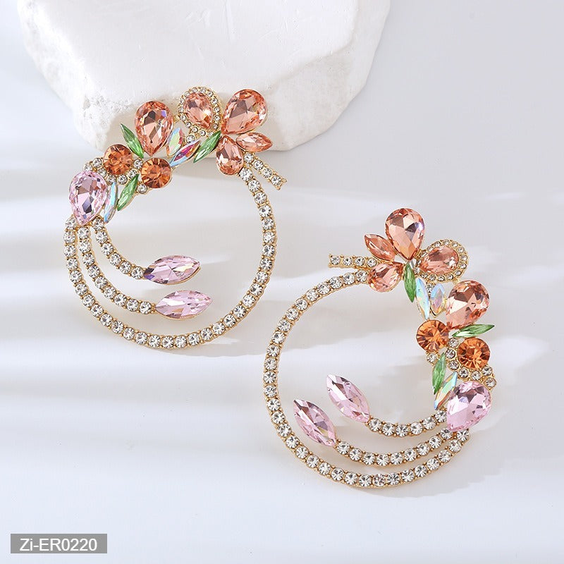 Multi-Layered Floral Round Earrings