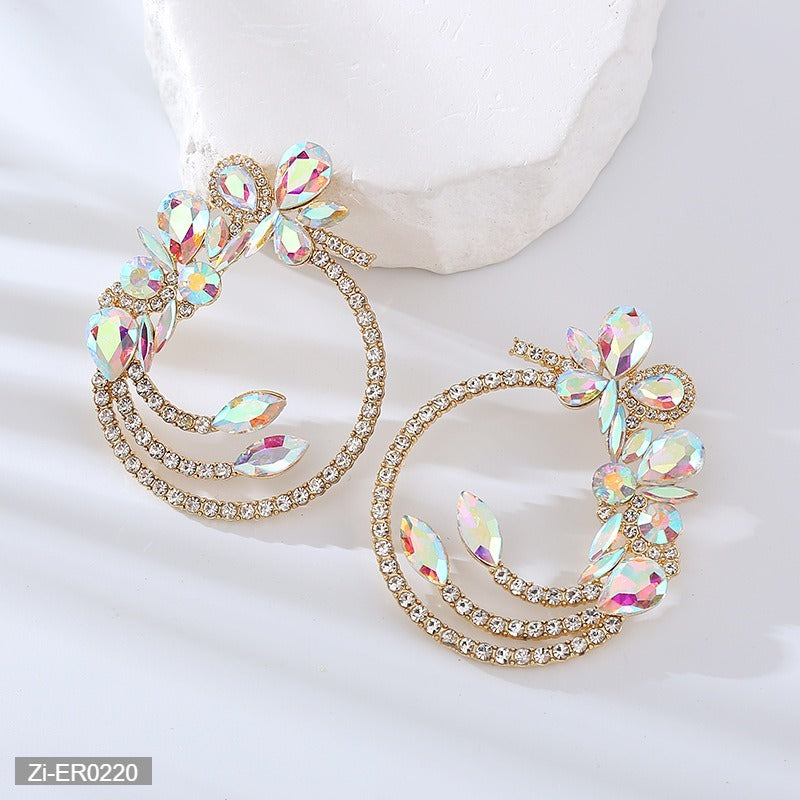 Multi-Layered Floral Round Earrings