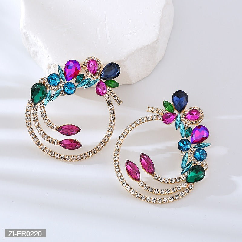 Multi-Layered Floral Round Earrings