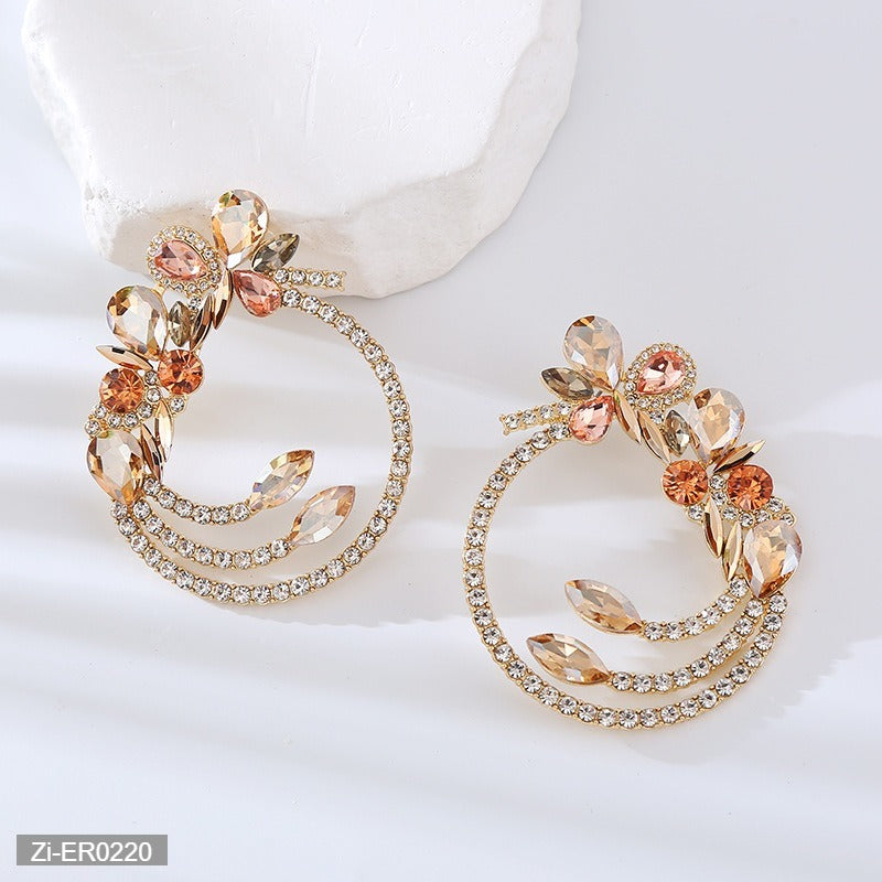 Multi-Layered Floral Round Earrings