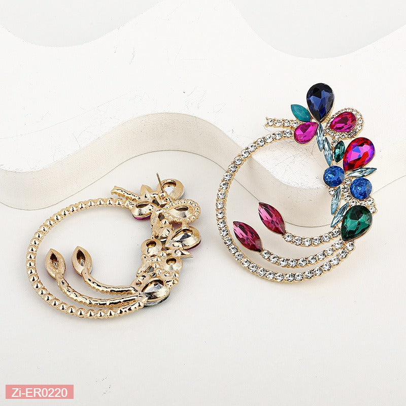 Multi-Layered Floral Round Earrings