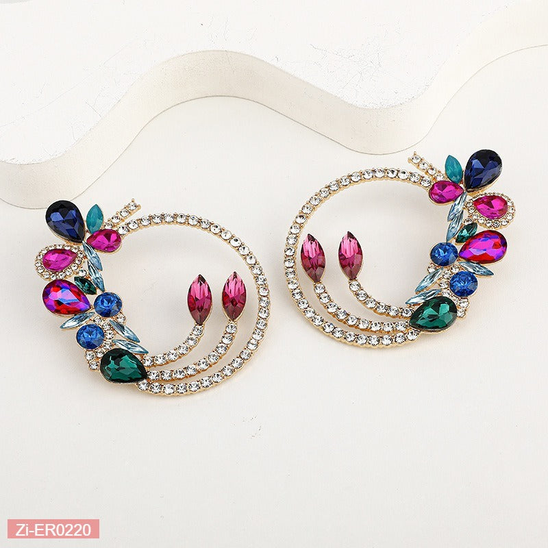 Multi-Layered Floral Round Earrings