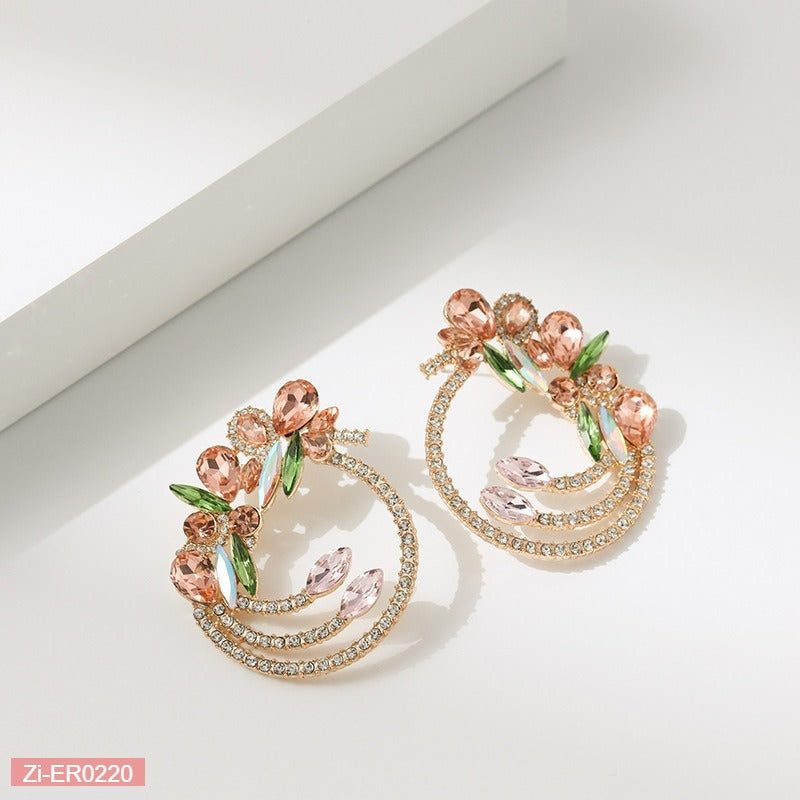 Multi-Layered Floral Round Earrings