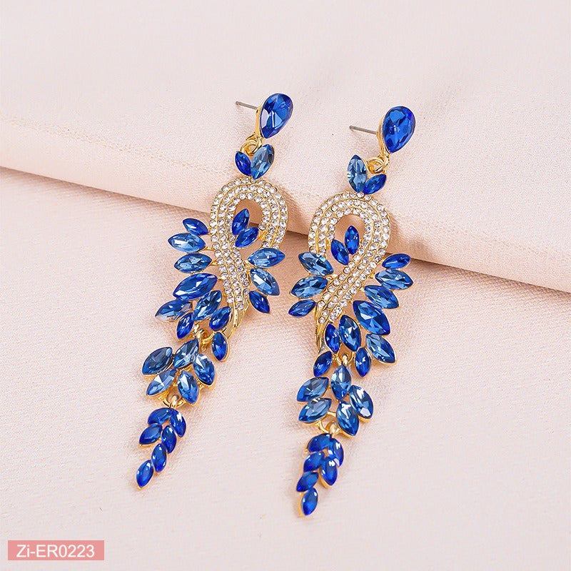 Crystal-Encrusted Tassel Earrings