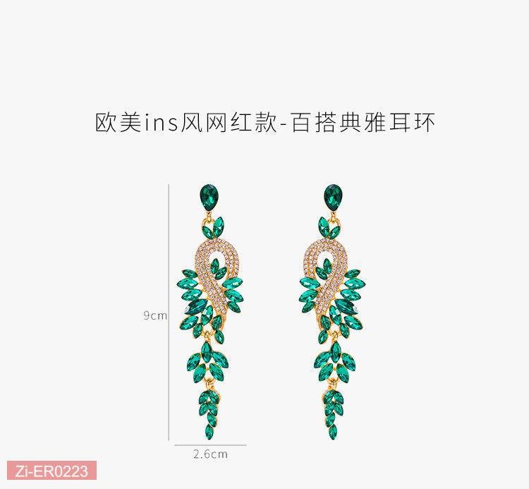 Crystal-Encrusted Tassel Earrings