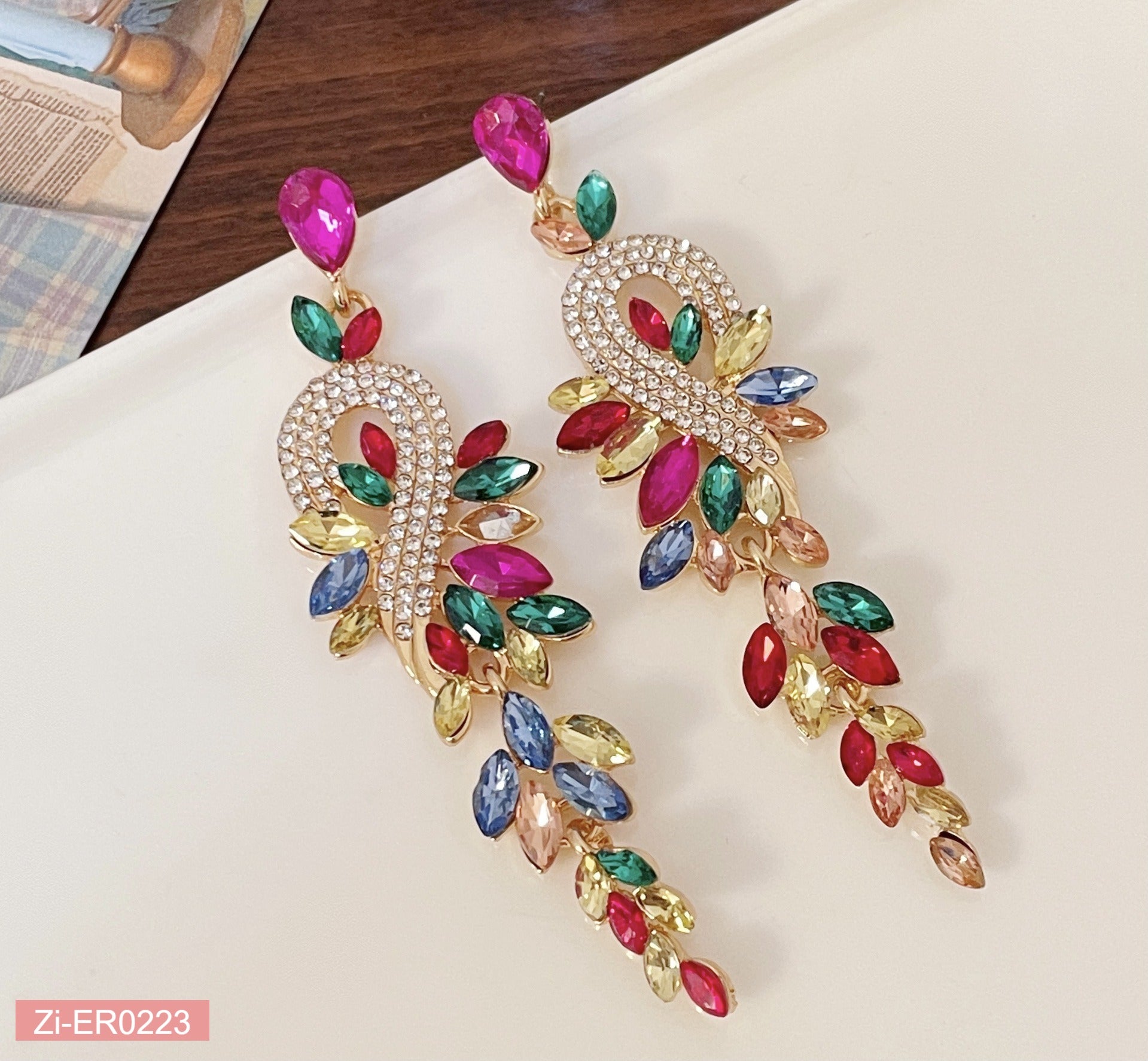 Crystal-Encrusted Tassel Earrings