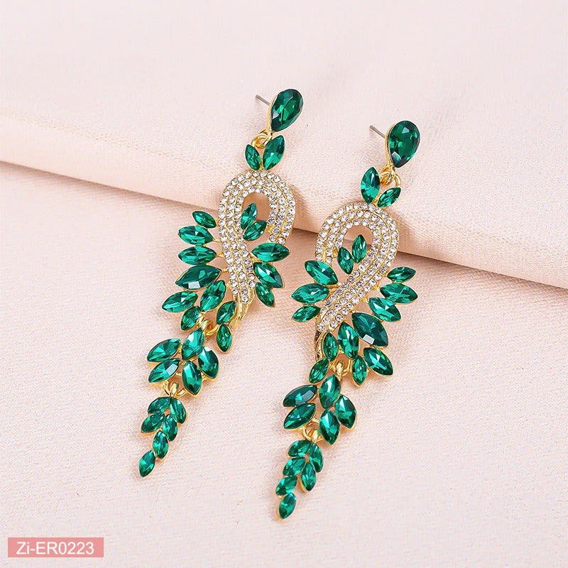 Crystal-Encrusted Tassel Earrings