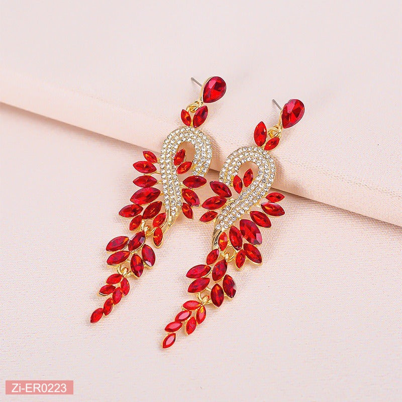 Crystal-Encrusted Tassel Earrings
