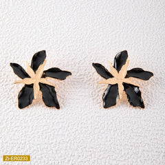 Metal Dripping Oil Flowers Earrings