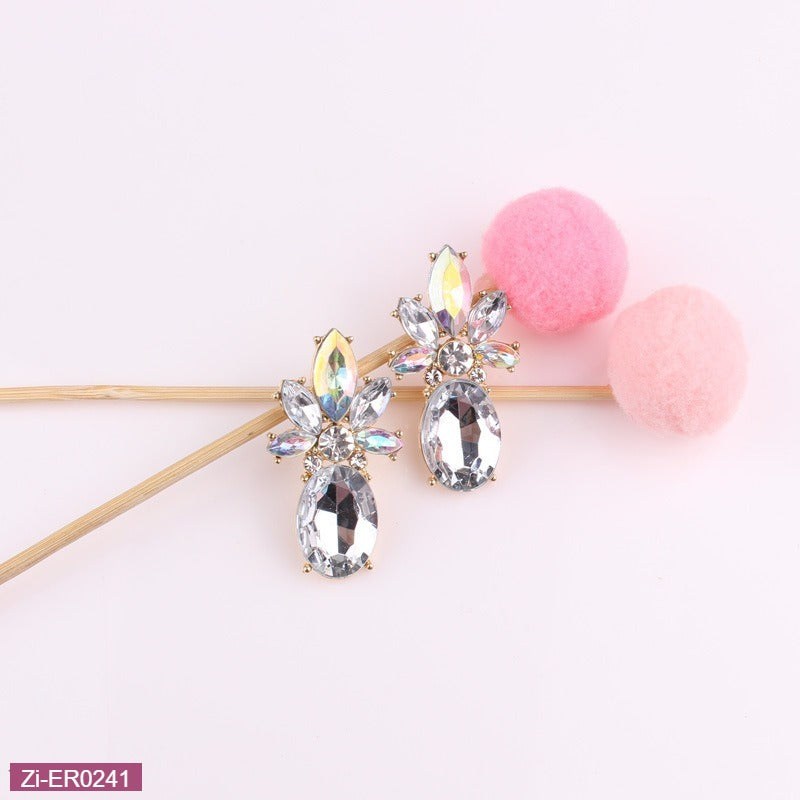 Inlaid With Crystal Flower Earrings