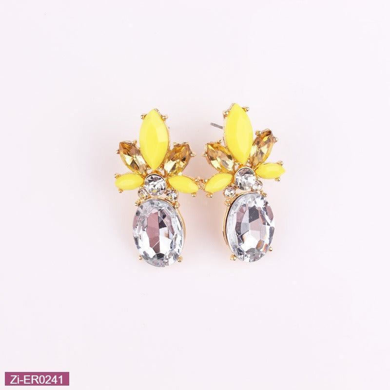 Inlaid With Crystal Flower Earrings