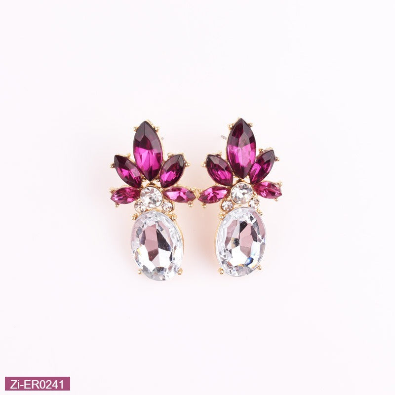 Inlaid With Crystal Flower Earrings