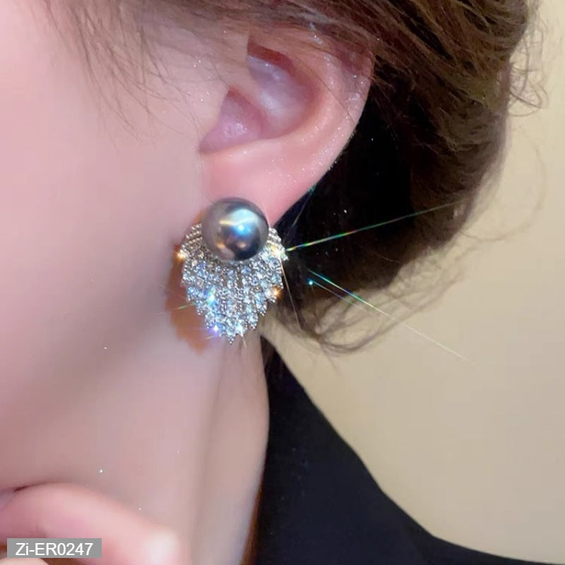 ER247 - Pearl Silver Needle Earrings