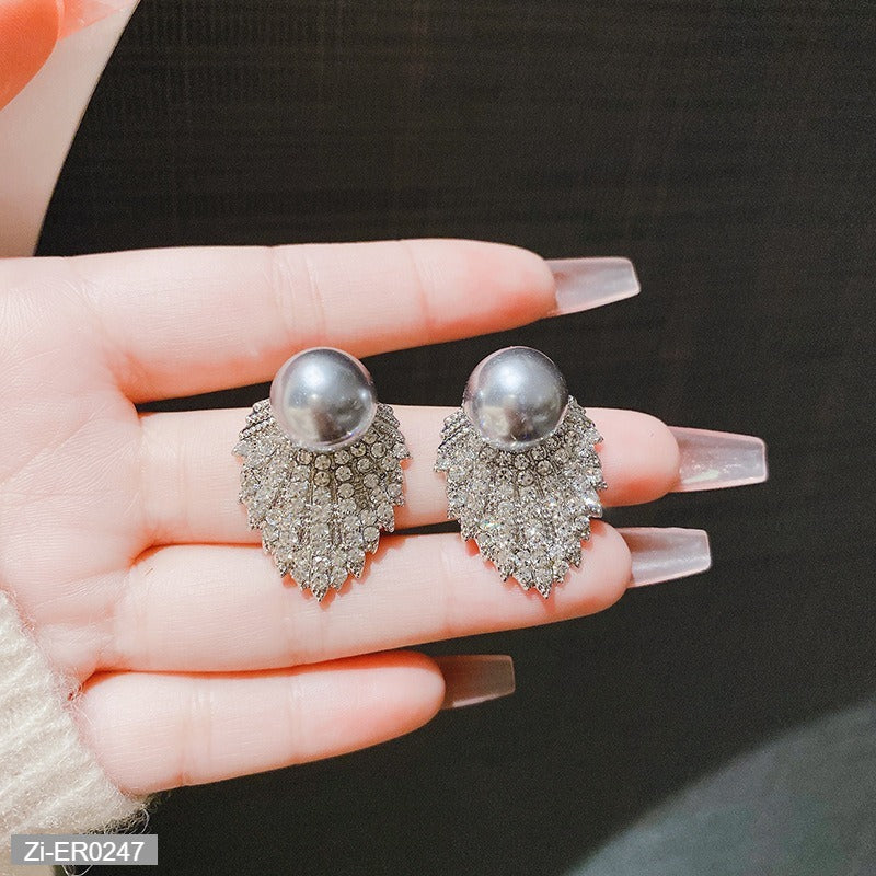 ER247 - Pearl Silver Needle Earrings