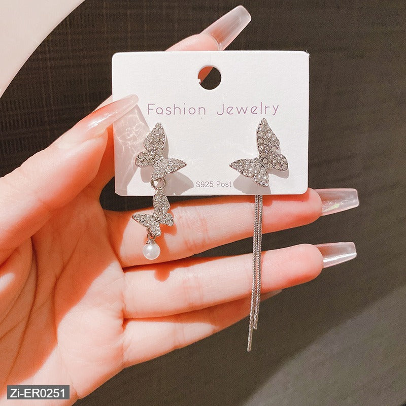 Asymmetrical Diamond Butterfly Earrings