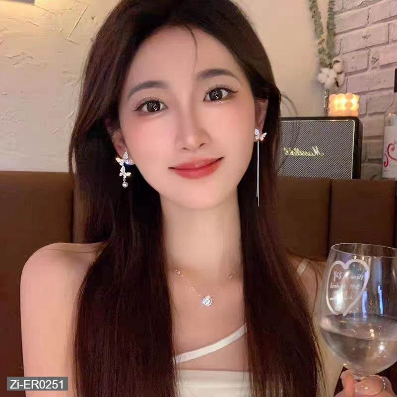 Asymmetrical Diamond Butterfly Earrings