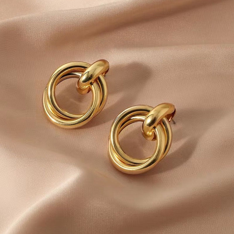 Double-Layer Metal Winding Earrings