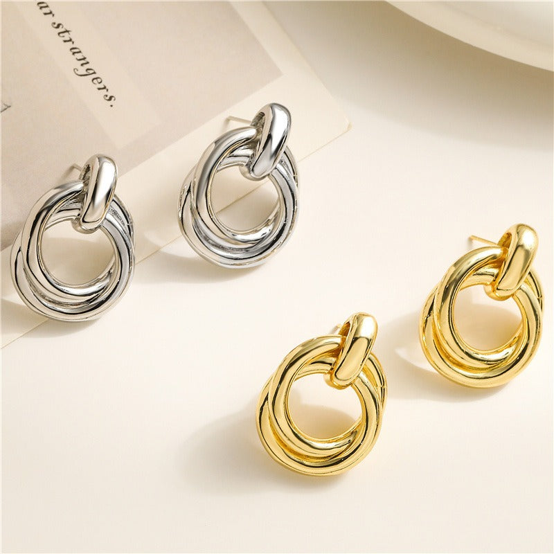 Double-Layer Metal Winding Earrings