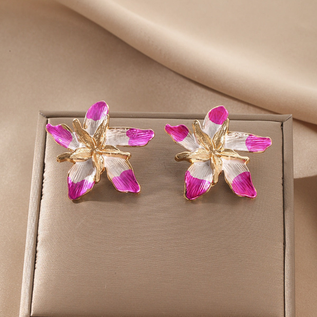 Multi-Layer Alloy Oil Drop Flower Earrings