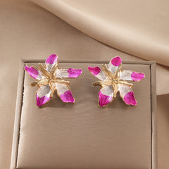 Multi-Layer Alloy Oil Drop Flower Earrings