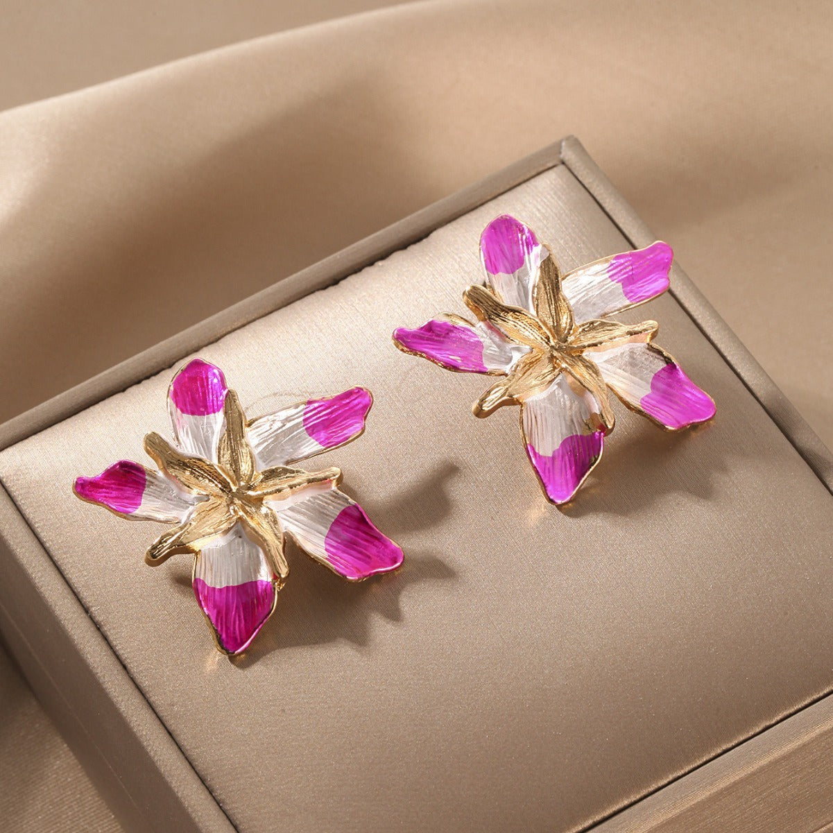 Multi-Layer Alloy Oil Drop Flower Earrings