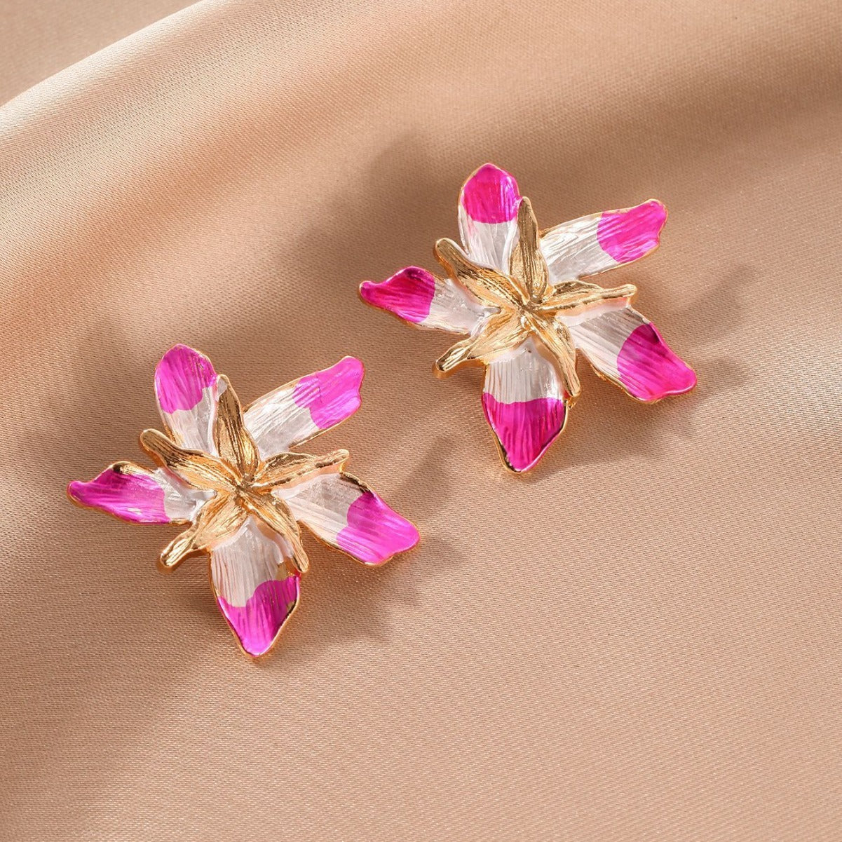 Multi-Layer Alloy Oil Drop Flower Earrings