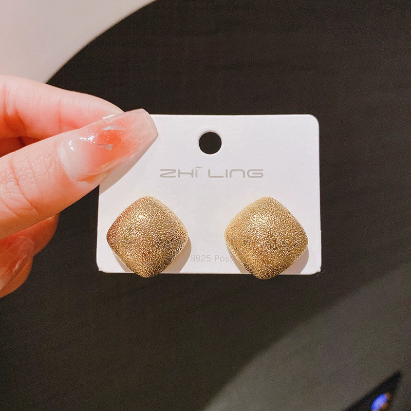 Metal Frosted Square Earrings